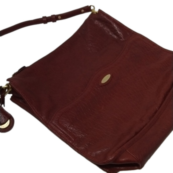 Tahari Handbags - TAHARI Deep Red Leather Crossbody Shoulder Bag
